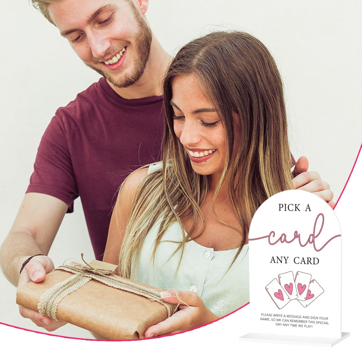 Wedding Playing Cards Guest Book Sign Acrylic Arch Wedding Bridal Shower Baby Shower Welcome Table Signs for Ceremony and Reception Decor 7 x 5 Inches