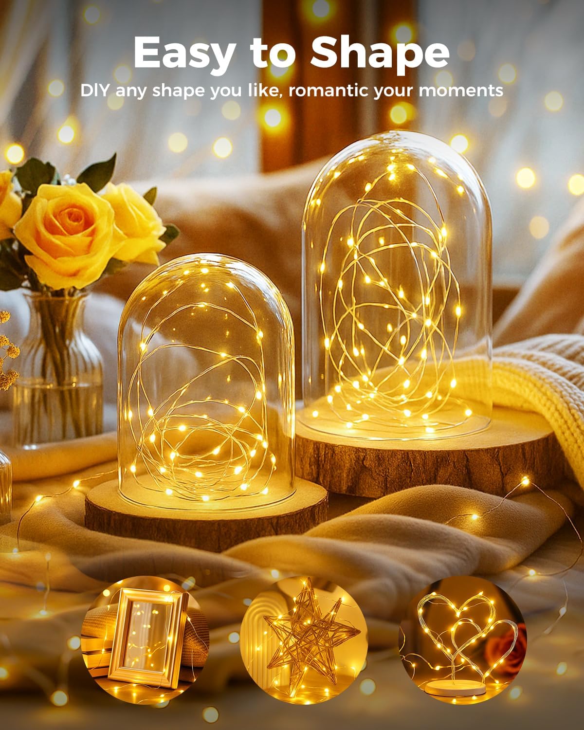 btfarm 24 Pack Fairy Lights Battery Operated, 7FT 20 LED Mini String Lights Waterproof Silver Wire for Mason Jars Centerpiece Table Crafts Bedroom Christmas Decoration, Warm White