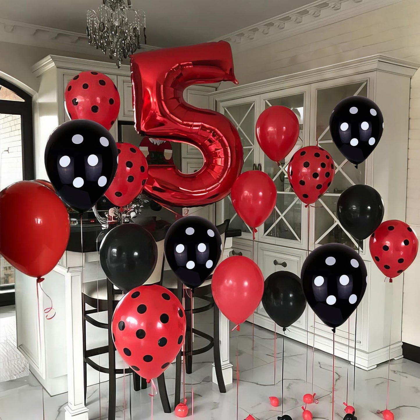 Ladybug Balloons, Red Black Polka Dots Balloons Matte Black and Red Balloon Black and White Polka Dot Latex Balloon for Kids Adults Ladybug Birthday Jungle Party Wedding Baby Shower Graduation