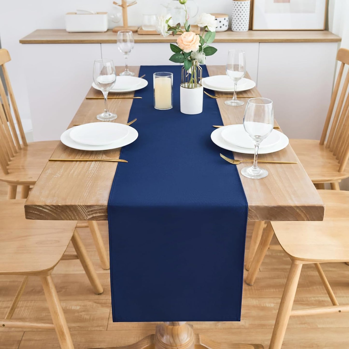 2 Pack Navy Blue Table Runner 12 x 60 Inch Solid Color Farmhouse Runners Coffee Table Dresser for Daily Party Home Decoration