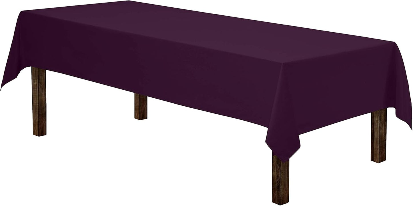 Gee Di Moda Rectangle Tablecloth - 60 x 102 Inch Eggplant - Heavy Duty, Wrinkle Resistant, Machine Washable - For 6 Ft Rectangular Table, Buffet, Dinner, Wedding & Baby Shower