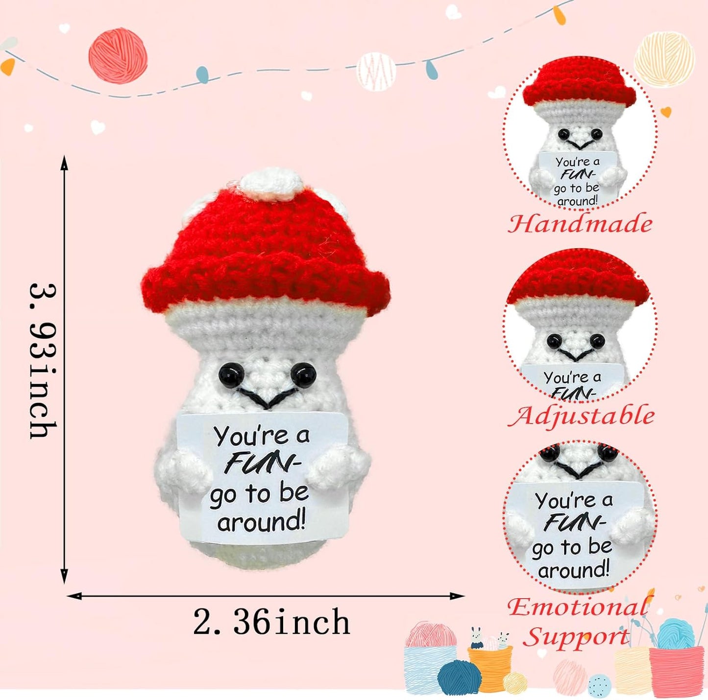 Birthday Gifts for Women Man-Emotional Cheer Support,Funny Handmade Mushroom,Unique Cute Presents for Her Him Women Men Friend Coworker Family