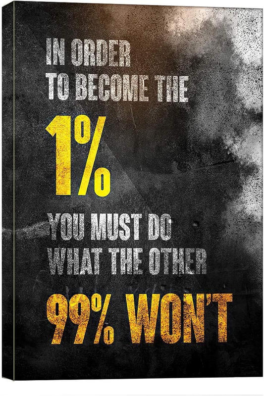 1% Entrepreneur Motivational Canvas Wall Art -Inspirational Office Wall Art Poster Quotes - Canvas Artwork Picture Print Framed for Home Office Bathroom Bedroom Wall Decor-16"x20"