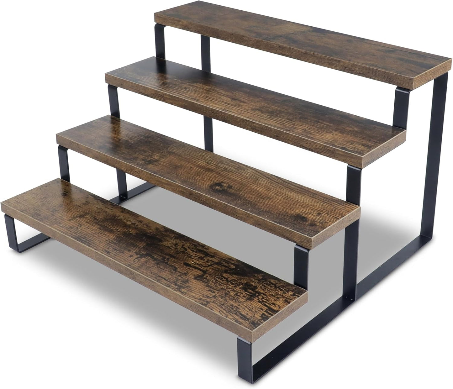 Wood Rustic Cupcake Stand, 4 Tier Stepped Cupcakes Stand, Wooden Display Stand Risers for Perfume, Tiered Spice Rack for Cabinet and Table Counter