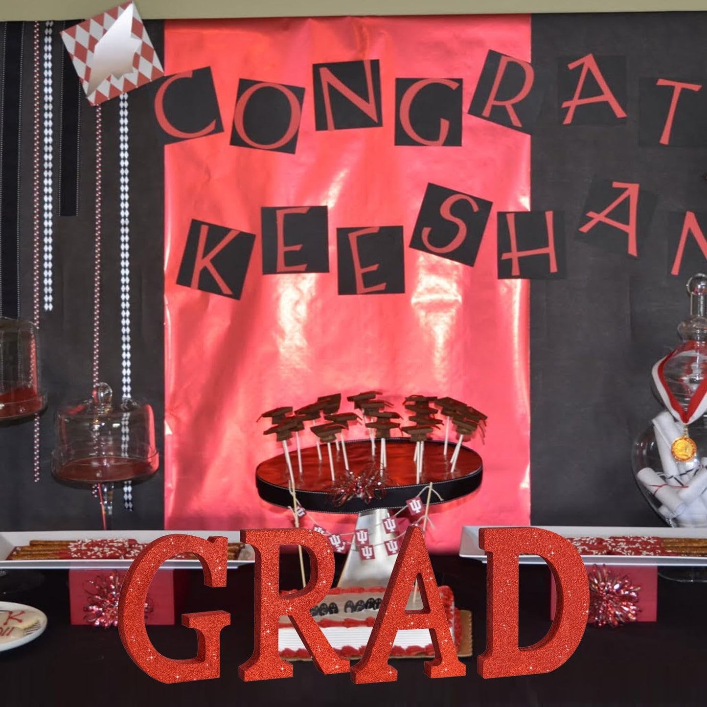 TONIFUL 8 Inch Red Glitter Letter D Table Centerpiece A-Z Red Birthday Party Decorations,Red Alphabet D for Birthday,Chrismas,Graduation,Bridal Shower,Wedding,Anniversary Party Supplies