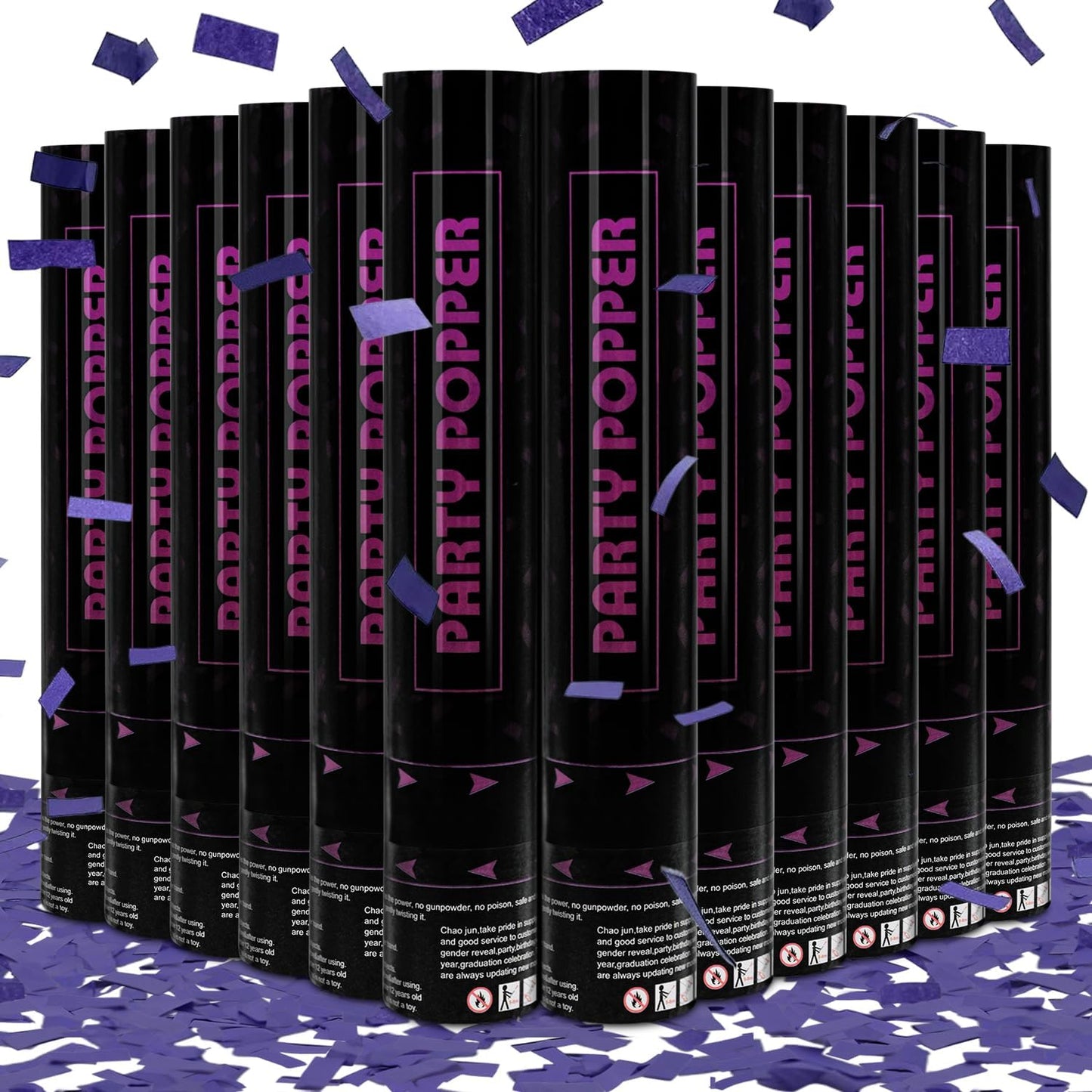 Confetti Poppers Purple Confetti Cannon 12 Pack Party Poppers Biodegradable12 inch Wedding Party Confetti Bulk Streamer Confetti Cannon Launches up to15-25ft for Christmas Birthday Graduation New Year