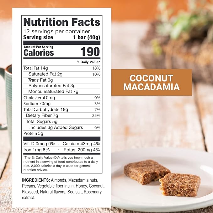 Prolon Fasting Bars | 5g Protein, 7g Fiber | Keto-Friendly, Gluten-Free, Dairy-Free, Plant-Based | Nutrition for Intermittent Fasting | Formulated to Not Break Your Fast | Coconut Macadamia Nut (24 Count)