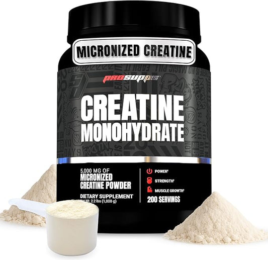 PROSUPPS Creatine Monohydrate Powder for Men & Women, Unflavored - 5000,mg of Micronized Creatine - Gym Workout Supplement for Muscle Gain & Recovery - Sugar-Free, Soy & Gluten-Free - 200 Servings