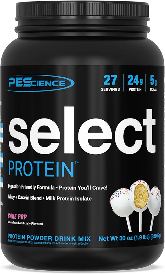 PEScience Select Protein Powder, Whey and Casein Blend, Clean Protein Powder for Women and Men, Low Calorie, Low Carb, Keto Friendly, Gluten Free, Cake Pop, 27 Servings