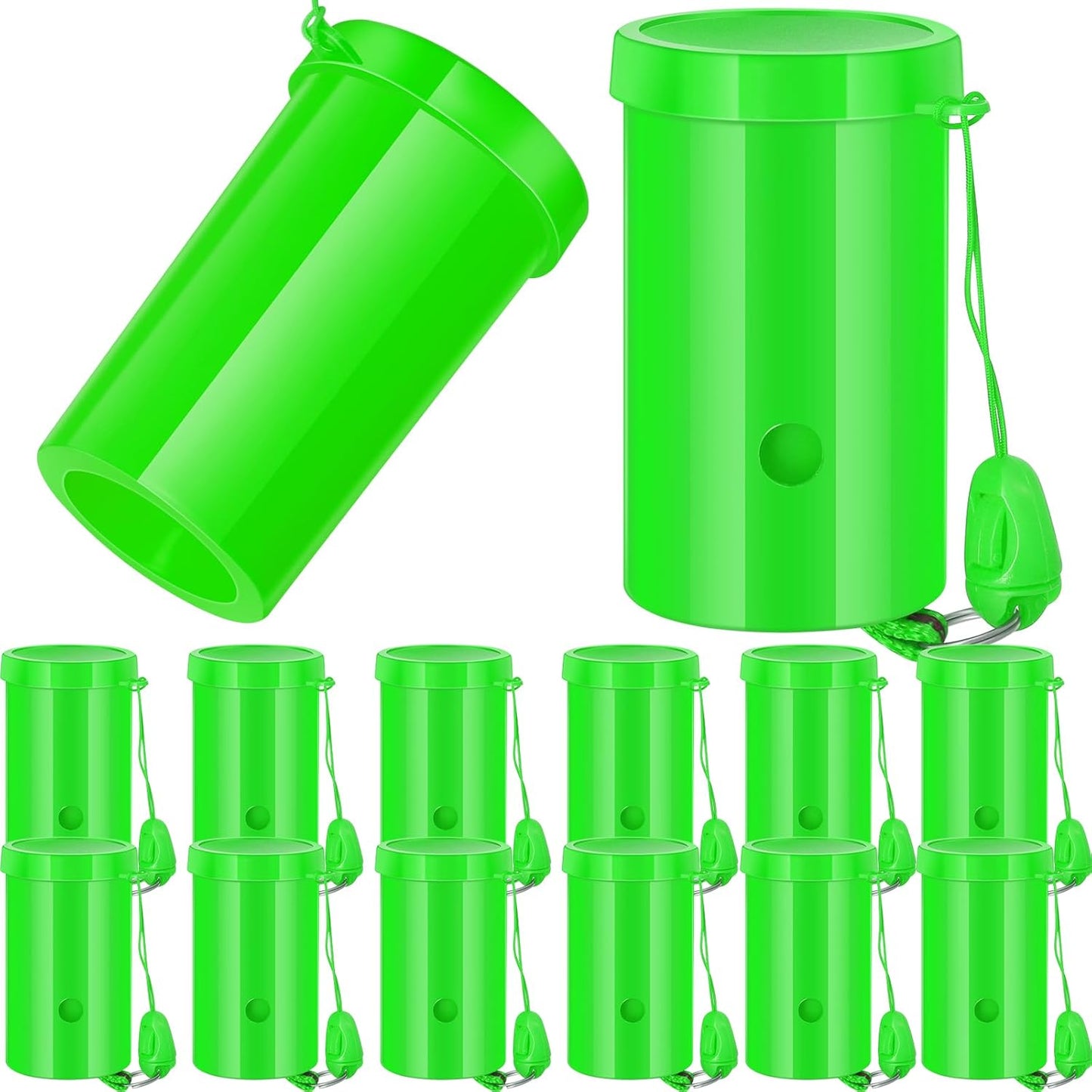 12 Pcs Mini Air Horns 3 Inch Noisemakers for Sporting Events Parties Celebrations Loud Noise Maker Blow Horn Noise Whistle with Lanyard for Birthday Party Celebrations Goodie Fillers(Green)