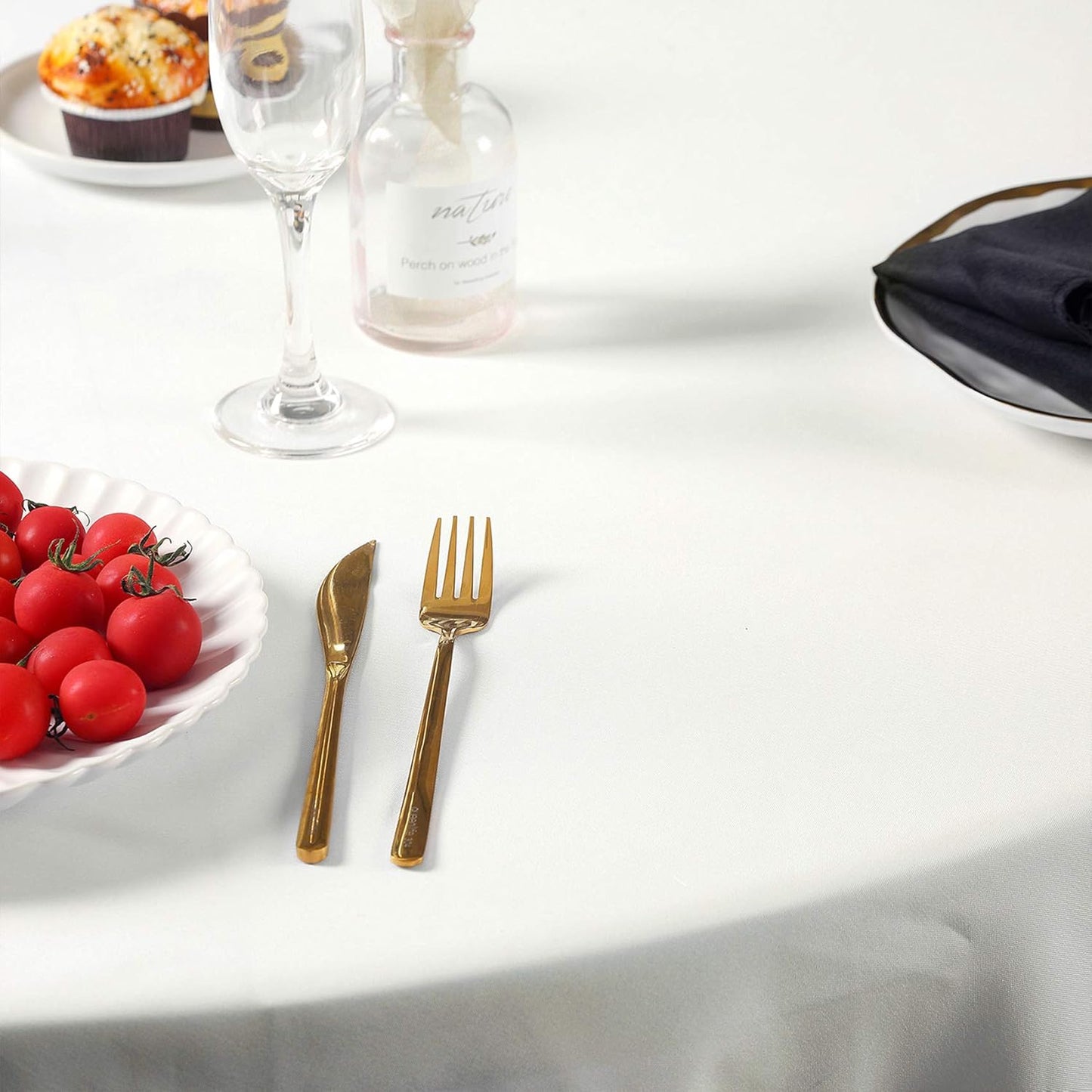 60 inch Round Tablecloth Washable Polyester Table Cloth Decorative Table Cover for Wedding Party Dining Banquet（60 inch,Ivory）