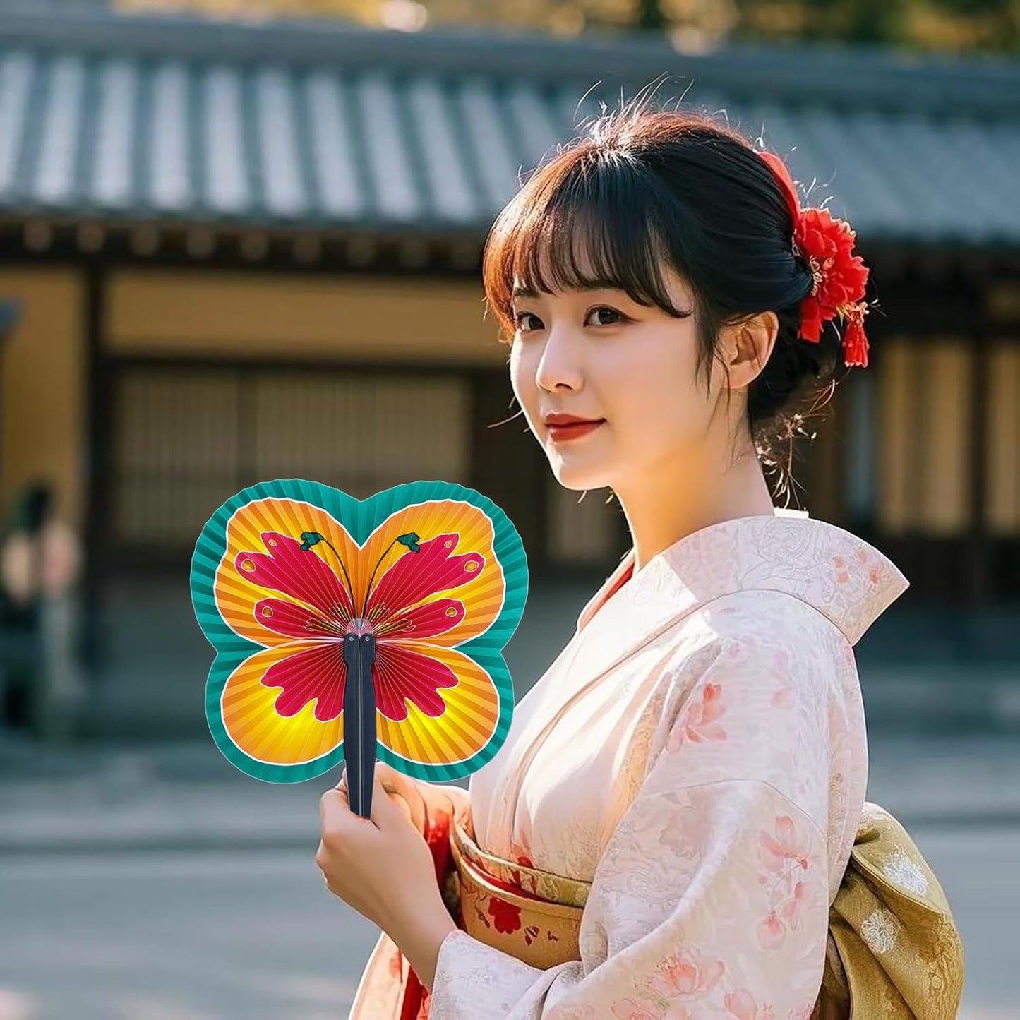 12 Pieces Folding Hand Paper Fans Handheld,Butterfly Decorations Accordion Fans Bulk for Festival Wedding Party Dancing Birthday Favors Decorations