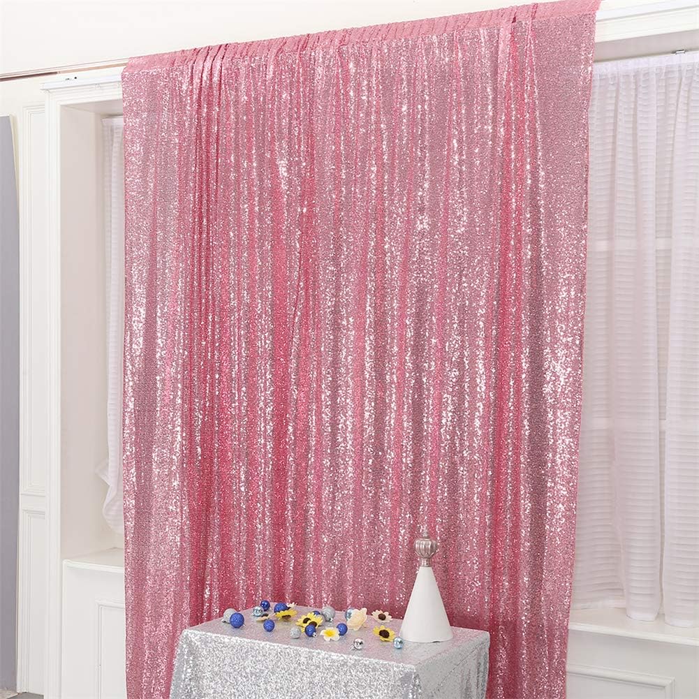 Eternal Beauty Fuchsia Pink Sequin Backdrop, 4x7 Ft Glitter Background Curtains for Shimmer Photography Party Wedding Birthday Back Drop Decor
