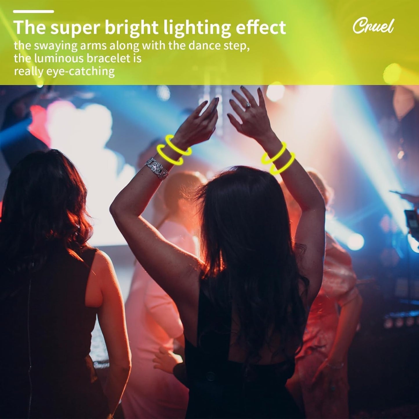 200 Pack 8'' Glow Sticks Bulk Party Favors Yellow Light Up Sticks with Connectors Neon Glow in the Dark Party Supplies Bracelets for Holiday Birthday Party Decoration(Yellow)