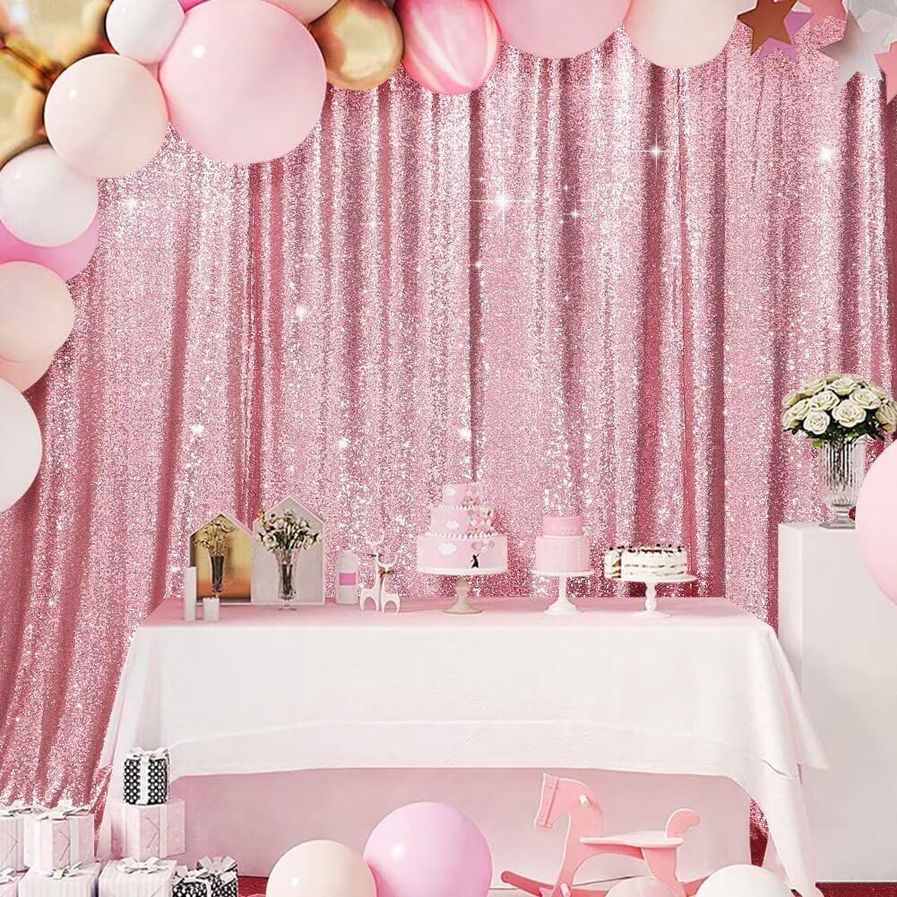 Eternal Beauty Fuchsia Pink Sequin Backdrop, 8x10 Ft Glitter Background Curtains for Shimmer Photography Party Wedding Birthday Back Drop Decor