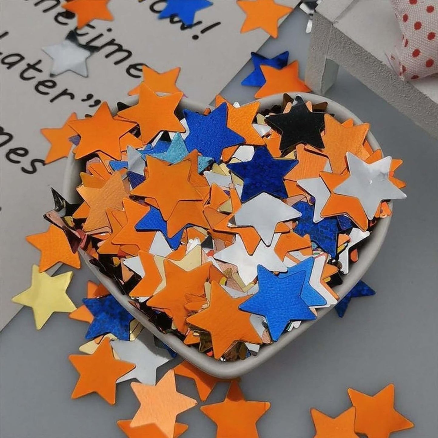 Orange Blue Metallic Foil Star Confetti 0.78inch/2cm 8000Pcs Table Confetti for Party Birthday Decoration or Filled Balloons