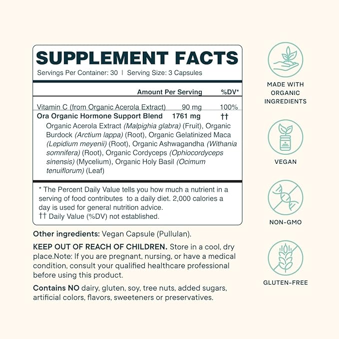 Ora Organic Hormone Balance, Sleep Aid, & Vitamin D Boost Bundle: Support Skin, Mood, Energy + Stress Support Calming Herbal Blend + Vegan Vitamin D, Immune Support