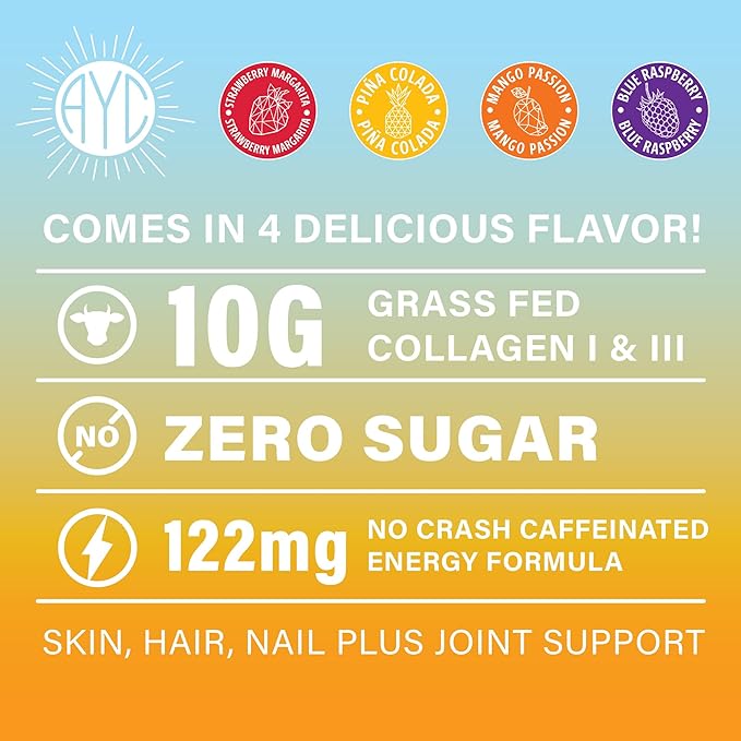 Peptide Energy Collagen Powder Hair, Nail, Skin, Type I & III,Caffeine for Energy, Vitamin C, Biotin, Hyaluronic Acid, Zero Sugar – 8.92 oz (Bubble Grape Blitz)