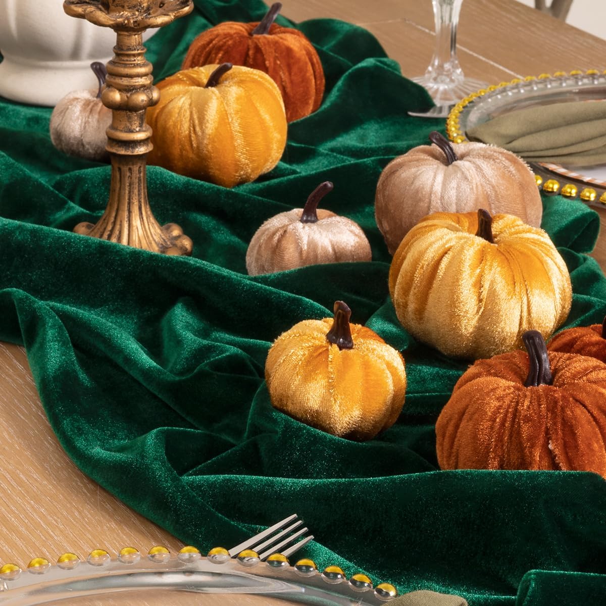 Emerald Green Velvet Table Runner 3 Pack Fall Thanksgiving Table Runners 20 x 120 Inch Luxurious Elegant Velvet Fabric Table Decorations for Christmas Dinner Wedding Bridal Baby Shower