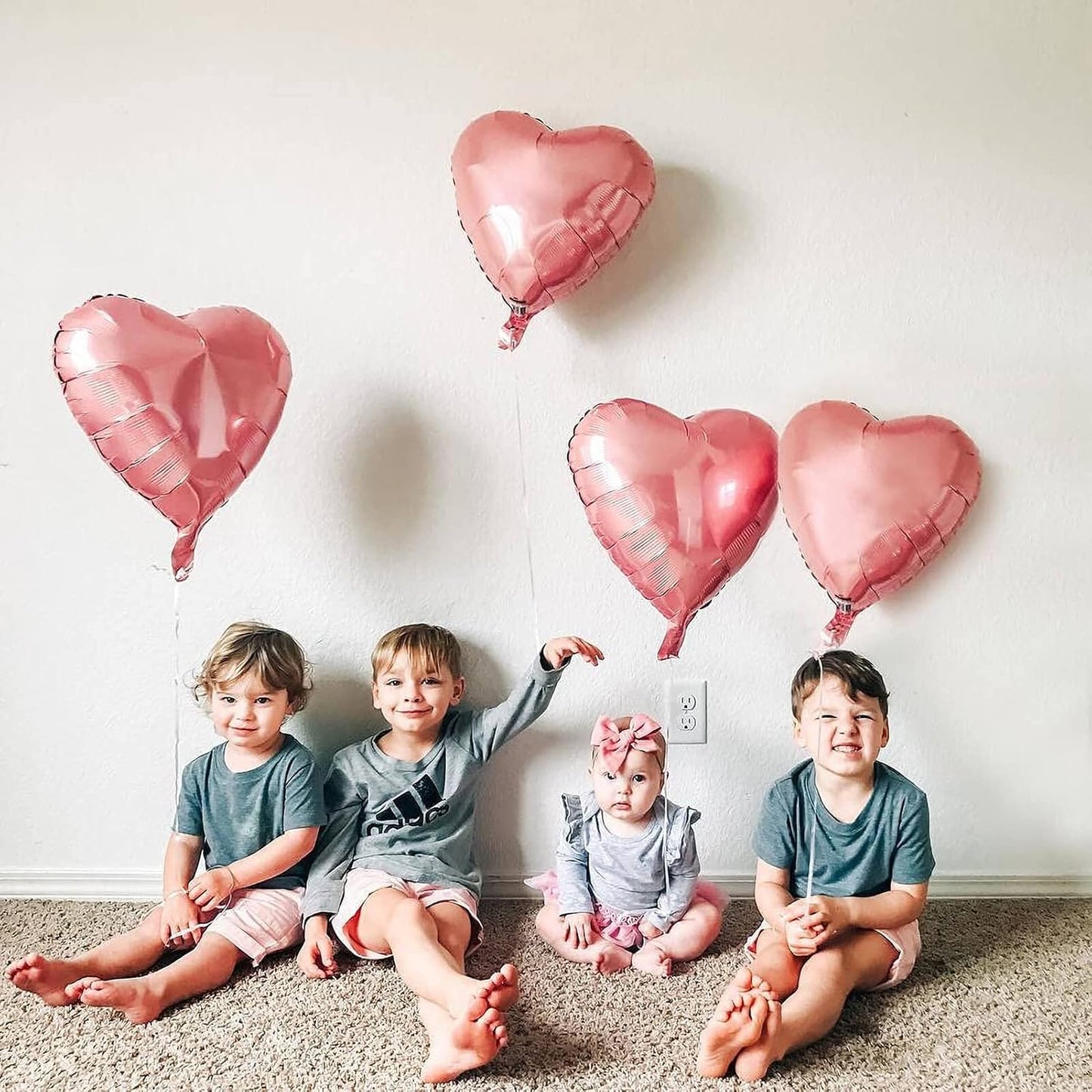 10pcs Rose Gold Foil Heart Shaped Balloons - 18 Inch Heart Mylar Balloons for Baby Shower, Wedding, Valentine's Day Decorations