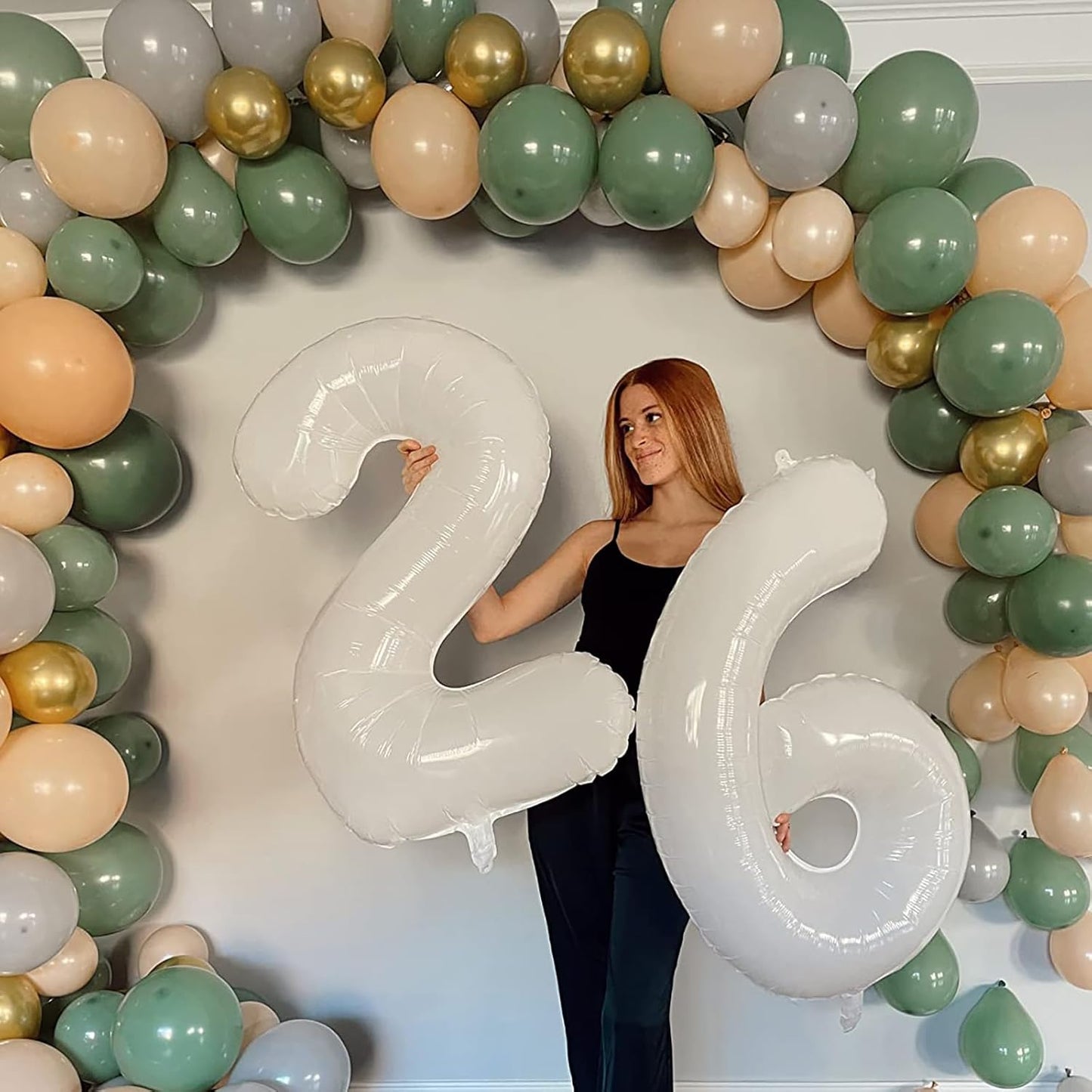 40 Balloons White, Giant Number 4 & 0 Helium Foil Balloon for Women 40th Birthday Decor, 40 Inch Self Inflating Mylar Number 40 Balloon for Man Anniversary Party Globos De Numeros Decorations Supplies