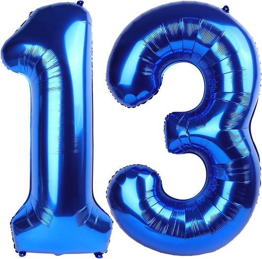 Large Navy Blue 13 Number Balloon 40 Inch, 13 Wednesday Birthday Balloons, 13 Party Decorations, Birthday Parties Anniversary Graduation Supplies