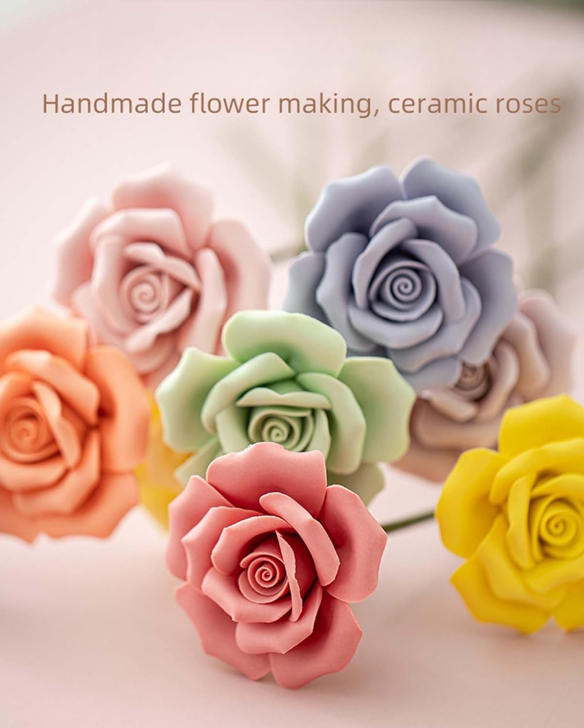 9 pcs Handmade Ceramic Roses,Featuring Vibrant Colors and Intricate Petal Details，Wedding Decoration Christmas Decor Gift Providing Long-Lasting Beauty Without The Hassle (Colour)
