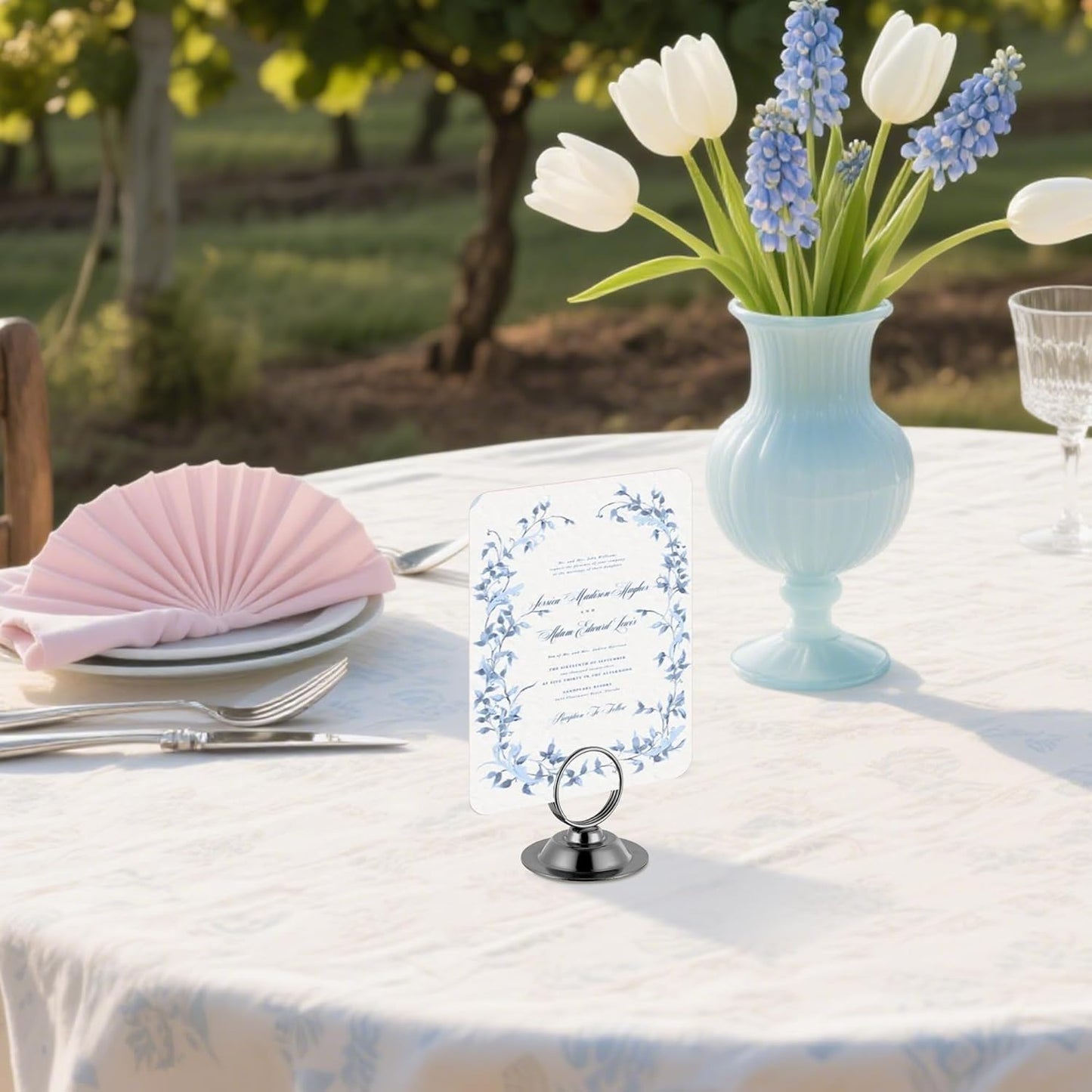 Urban Deco 16 PK Table Card Holder Place Card Holders Steel Card Holders for Photos, Food Signs, Memo Notes, Weddings, Restaurants, Birthday (Black)