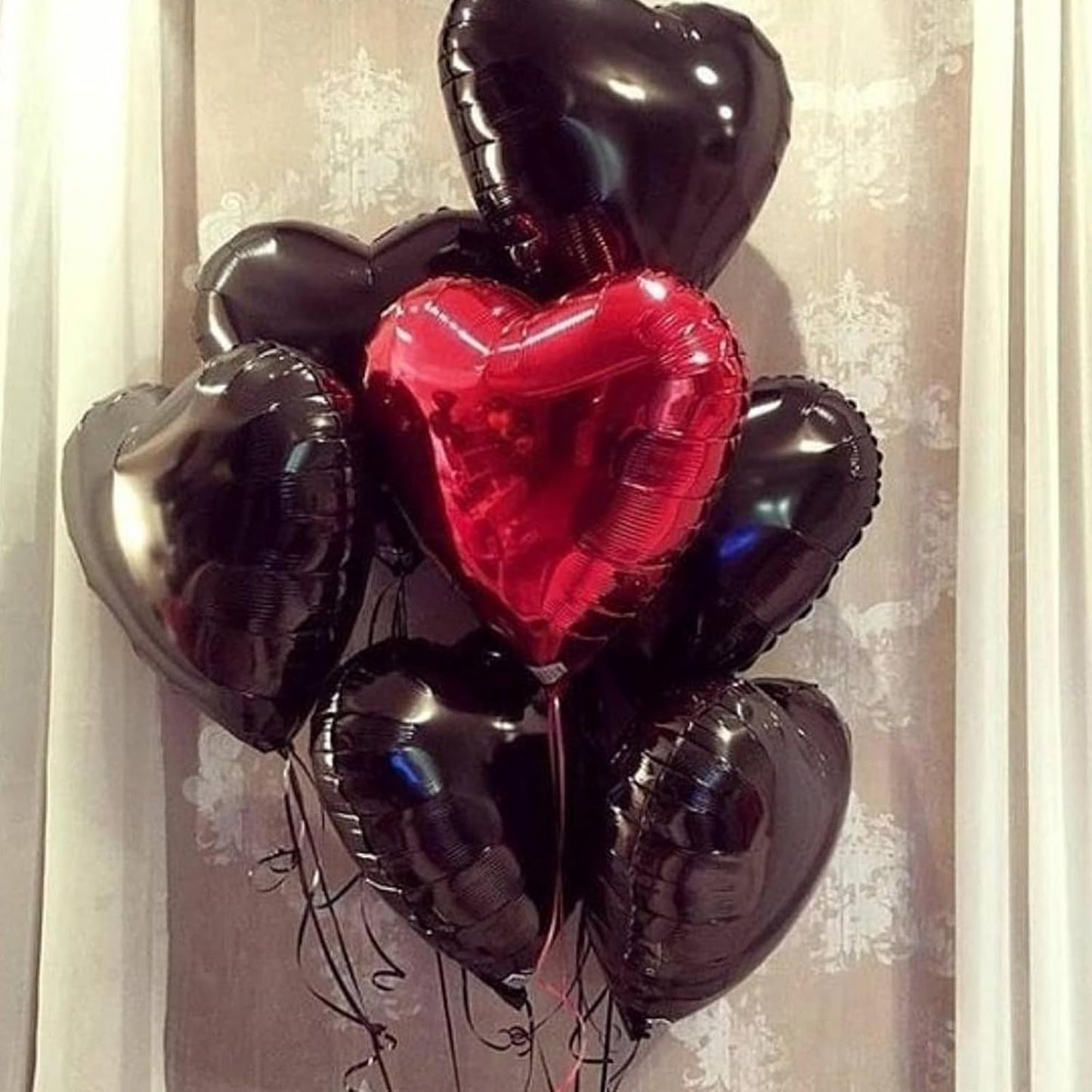 Red Black Heart Balloons, 18 Inch Red and Black Heart Shape Balloon, 12PCS Black Red Helium Foil Love Heart Balloon for Birthday Bridal Shower Engagement Wedding Valentine Party Decorations