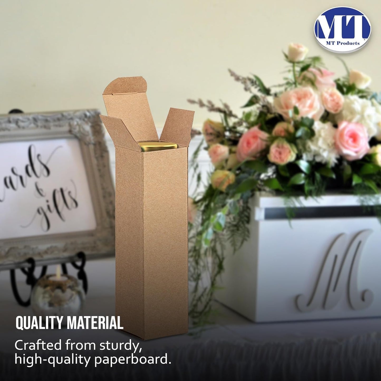 MT Products Tuck Top Kraft Paperboard Gift Box 2" x 2" x 7" - Gift Boxes with Lids - Pack of 500