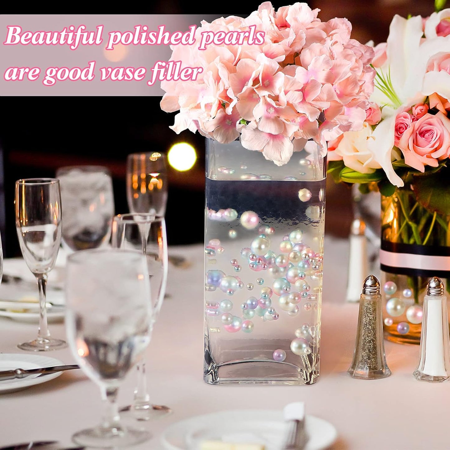 150 Pieces Vase Filler Faux Pearls Vase Makeup Beads No Hole Gloss Bead Mixed Sizes Round Pearl for Home Party Wedding Decor, 8/14/20 mm(Mixed Color)