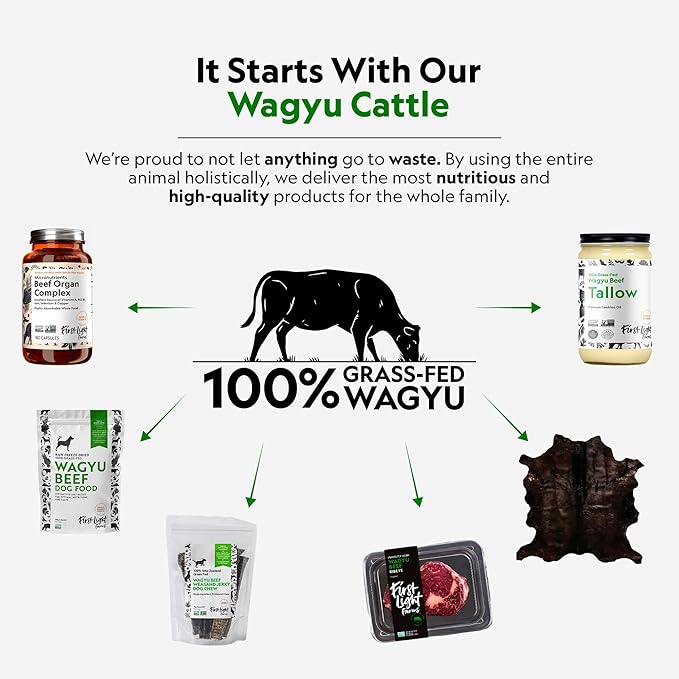 First Light Farms Freeze-Dried Wagyu Beef Organ Supplement Grass-Fed | 180 Capsules | Whole Food Nutrition with Liver, Heart, Kidney & Spleen | Beef Organ Complex, Certified Humane
