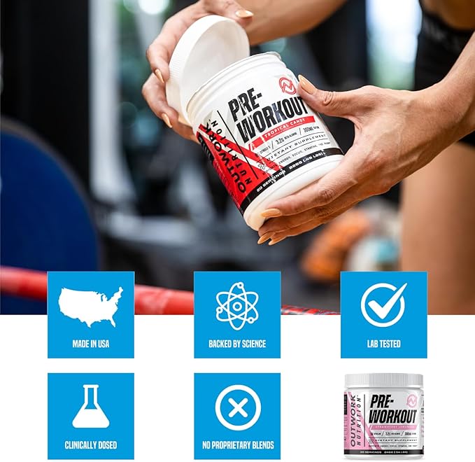 Outwork Nutrition Pre Workout Powder for Men & Women - Pre-Workout Supplements Without Creatine, Nootropic Preworkout with Citrulline Malate Beta Alanine Taurine Rhodiola Caffeine(Strawberry Lemonade)