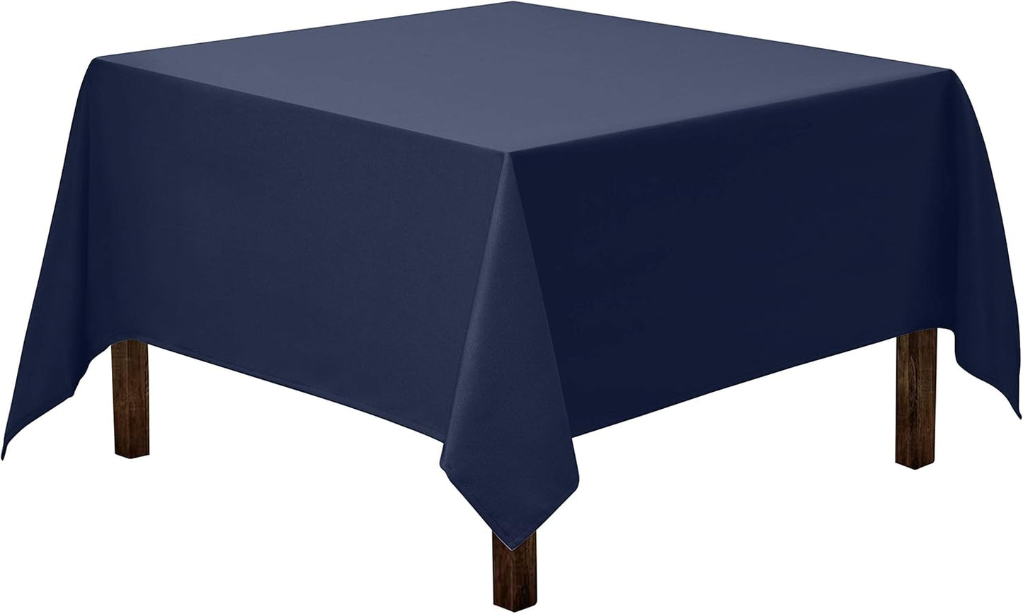Gee Di Moda Square Tablecloth - 70 x 70 Inch Navy Blue Table Cloth for Medium Square or Round Tables - Heavy Duty Washable Fabric - for Buffet Table, Holiday Party, Dinner, Wedding & Baby Shower