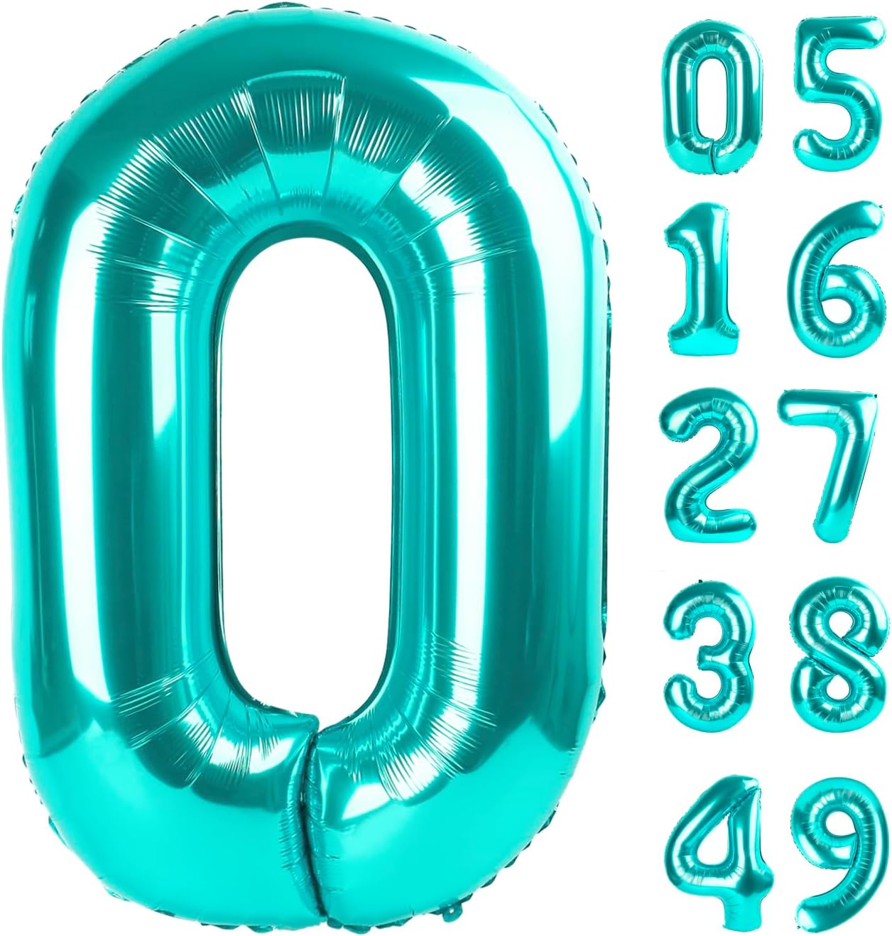 Teal Blue Helium Number Balloon 40 Inch, Giant Foil Teal Blue Number 0 Birthday Balloons, Large Numbers 10 20 30 40 50 60 70 80 90 100 2025, Party Celebration Supplies Decorations