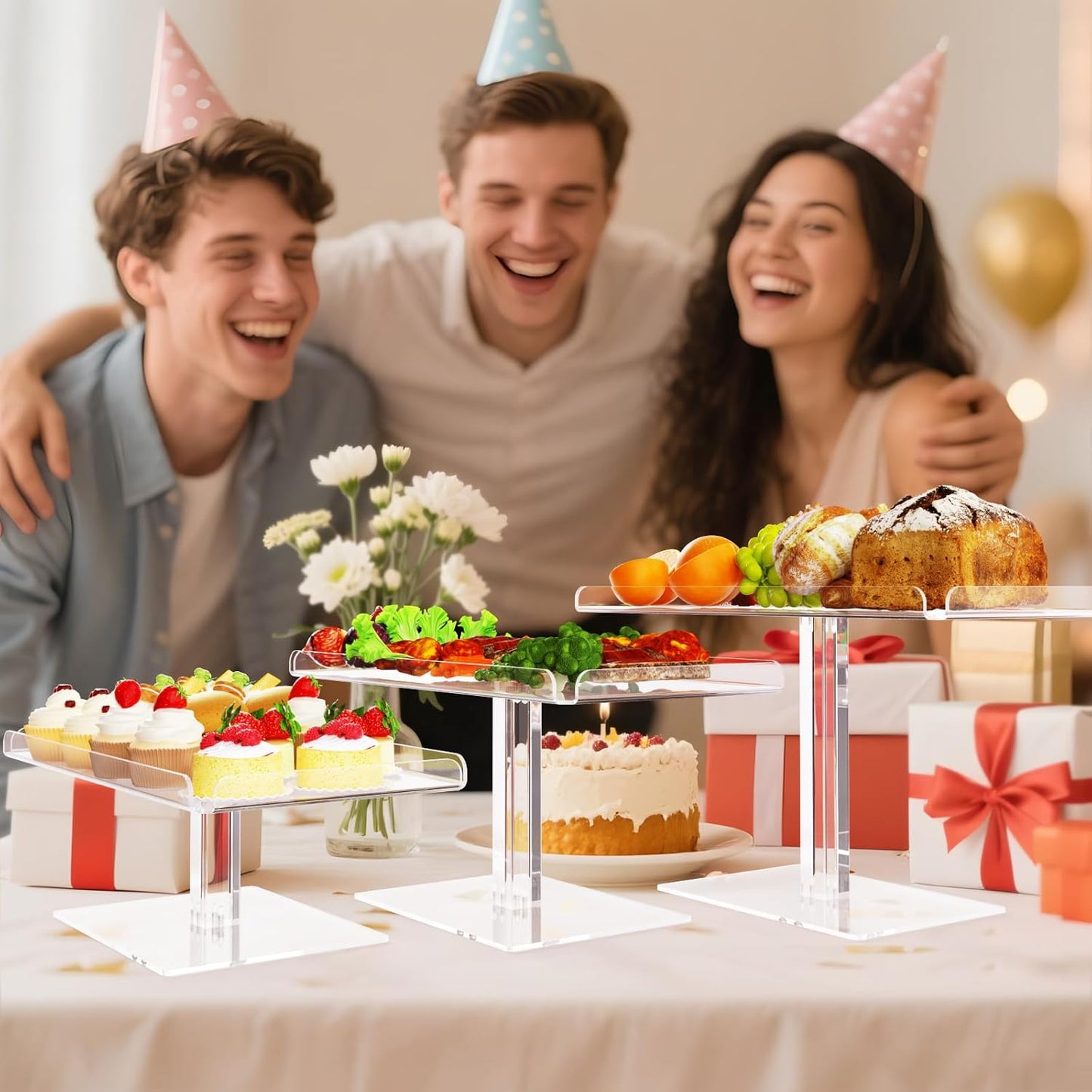 Dessert Cupcake Stand, 3 Set Acrylic Tiered Serving Tray for Dessert Table Display, Cup Cake Holder for Tea Party/Birthday/Wedding