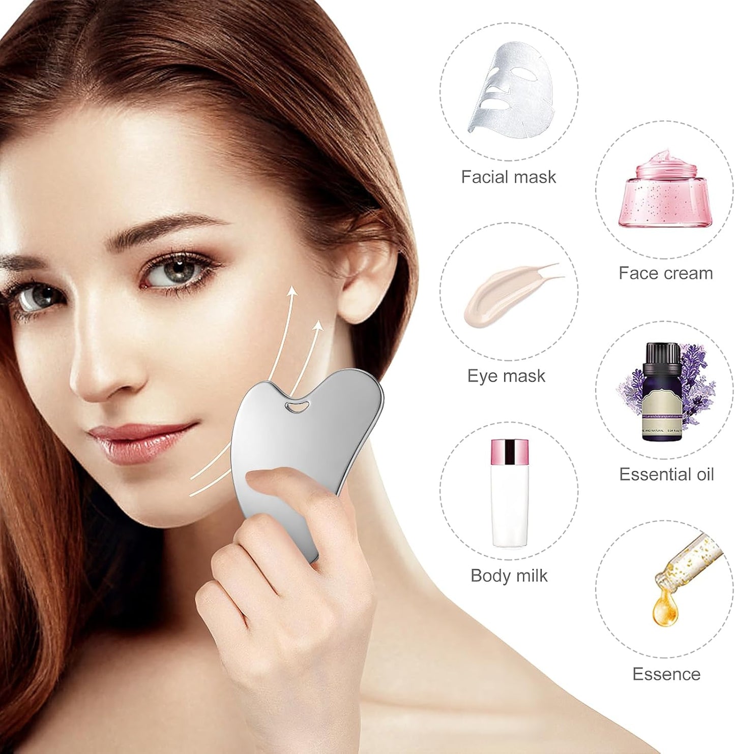 rosenice Gua Sha Facial Tools Guasha Tool Gua Sha Jade Stone for Face Skincare Facial Body Acupuncture Relieve Muscle Tensions Reduce Puffiness Festive Gifts (Matte Silver)