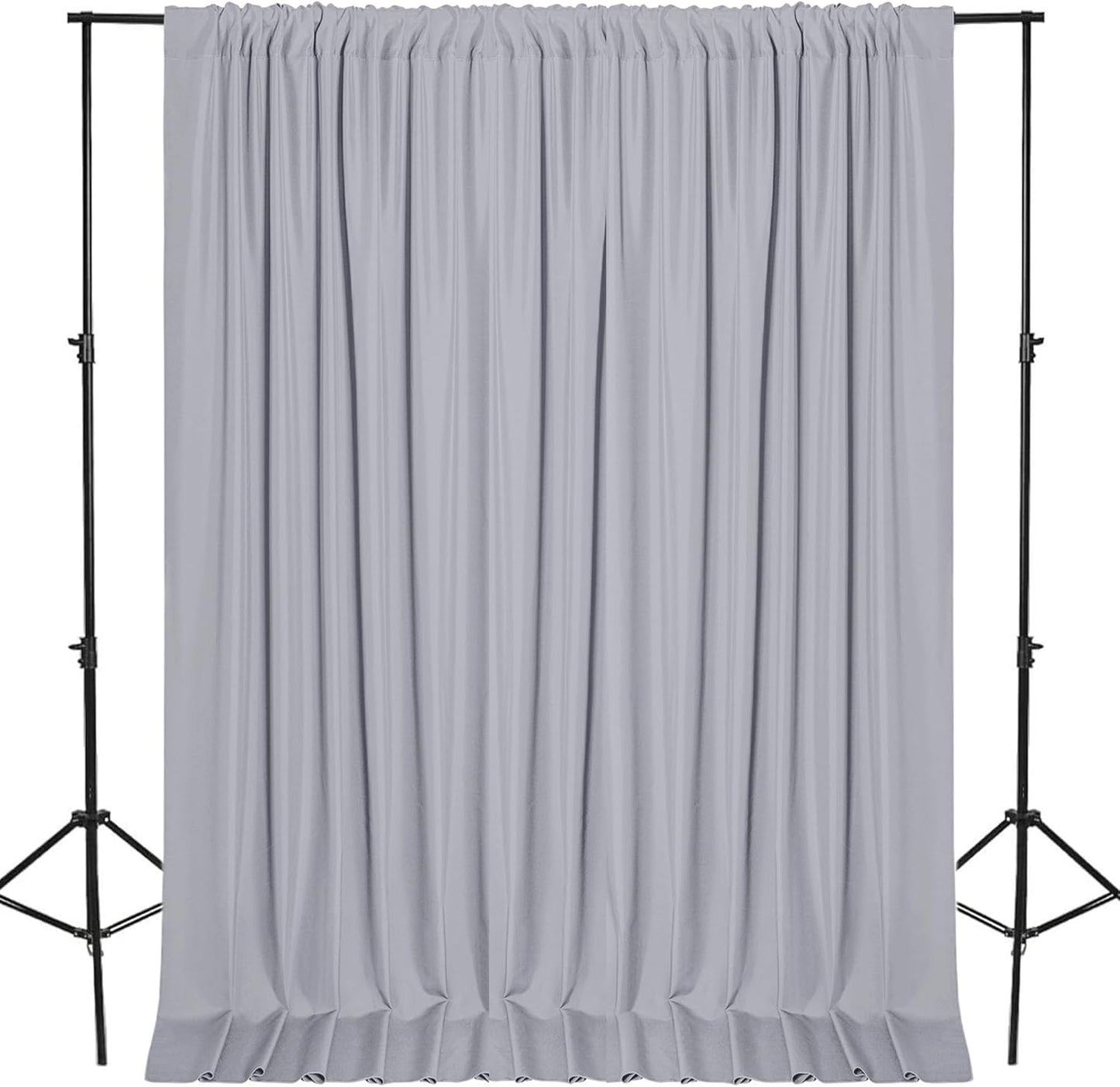 DWCN 10x8 FT Silver Gray Backdrop Curtains for Parties, Photography Backdrop Drapes with Rod Pockets for Wedding Decorations Stage Birthday Family Gatherings, 2 Panels 5ft x 8ft