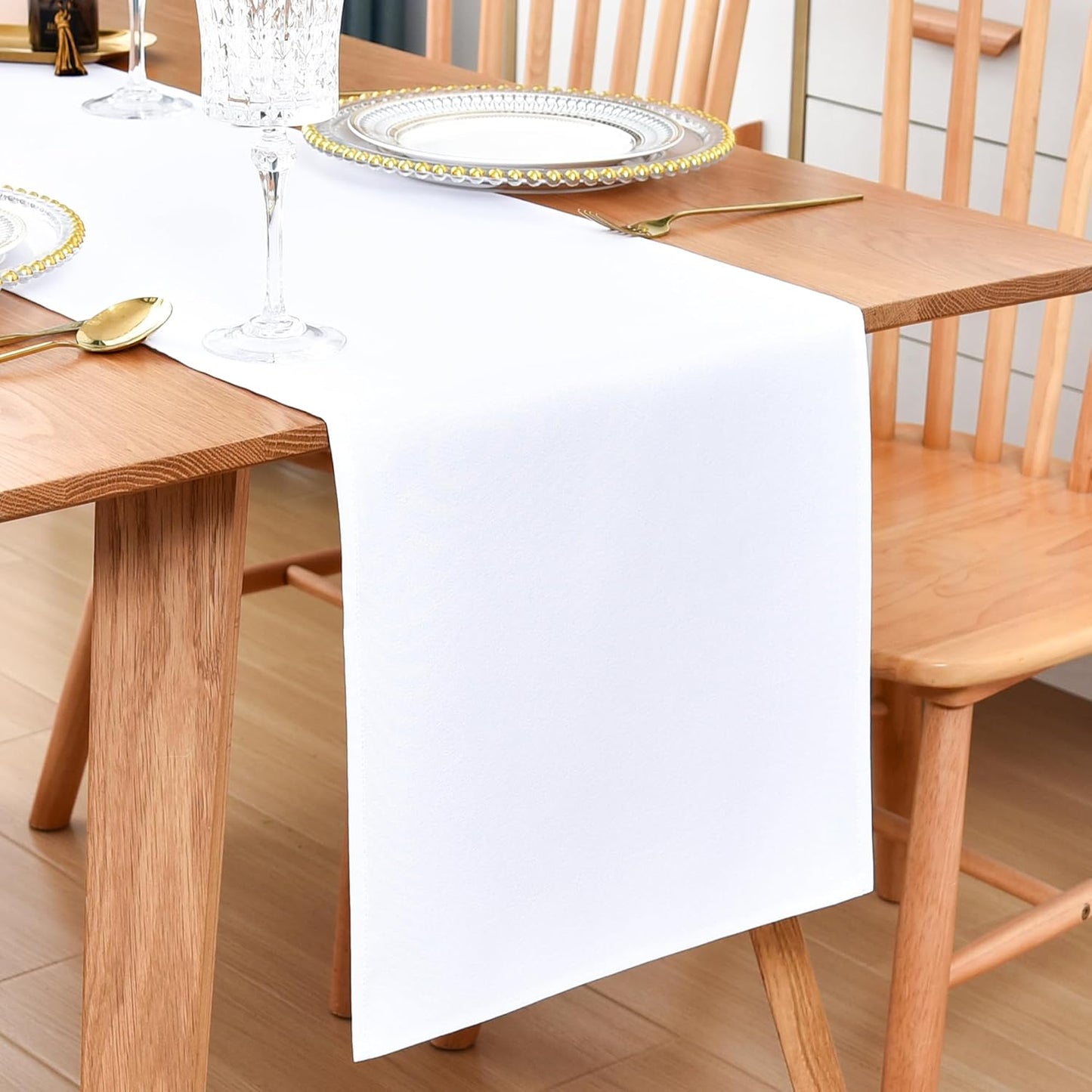 Farmhouse White Table Runner Dining Table Runners 48 Inches Long Coffee Table Runner for Dresser Living Room Bedroom Holiday Party Banquet 12X48 Inch