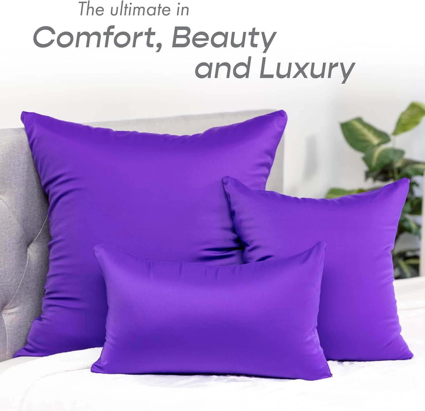 PILLOWY 12" x 20" Throw Pillow - Dark Lavendar: 1 PCS Luxurious Premium Microbead Pillow With 85/15 Nylon/Spandex Fabric. Forever Fluffy, Outstanding Beauty & Support. Silky, Soft & Beyond Comfortable