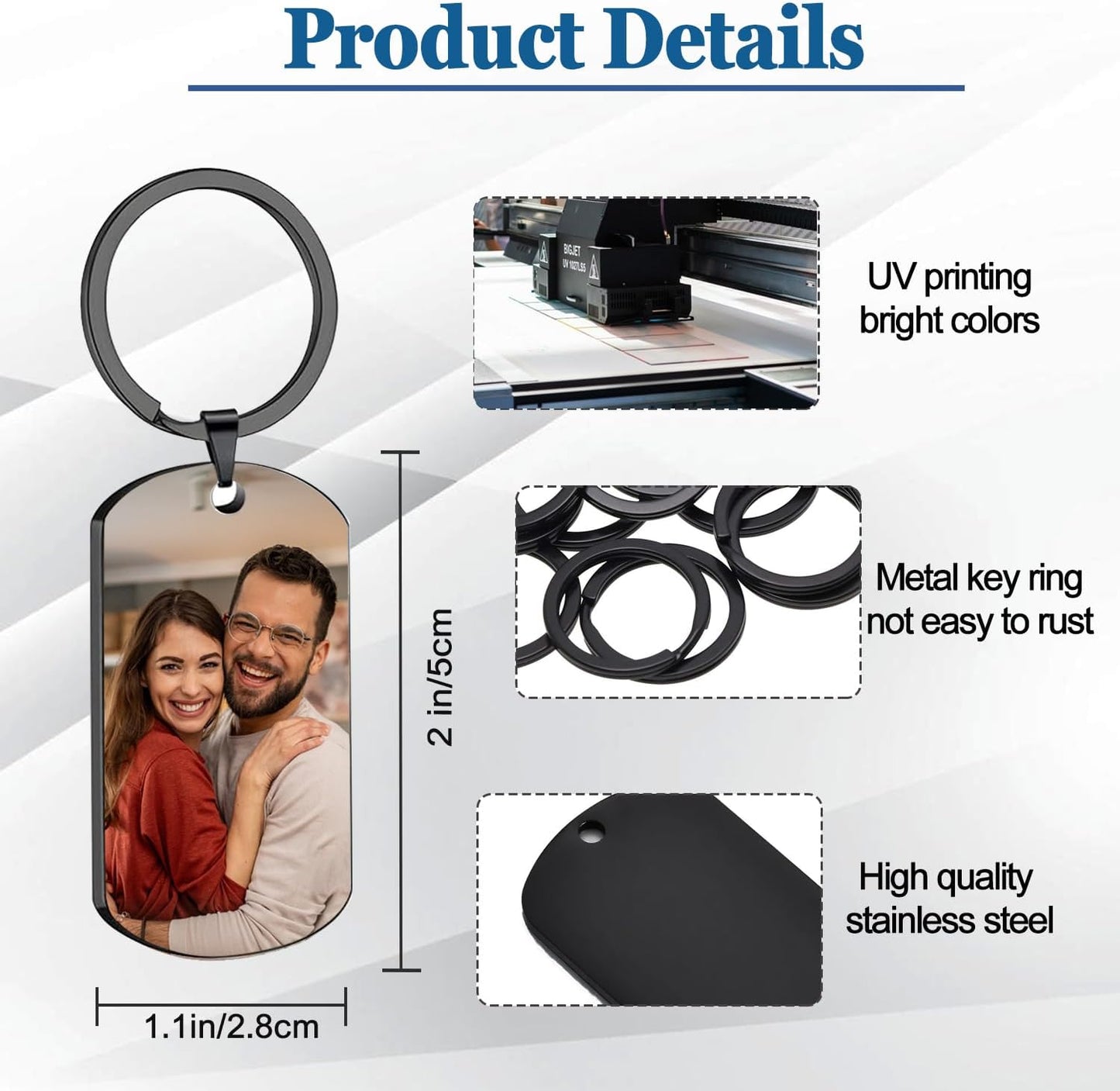 Custom Keychain with Picture, Personalized Keychain with Engraved Photo/Text, Gifts for Family and Friends