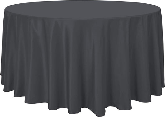 sancua Round Tablecloth - 108 Inch - Water Resistant Spill Proof Washable Polyester Table Cloth Decorative Fabric Table Cover for Dining Tables, Buffet Parties and Camping, Grey