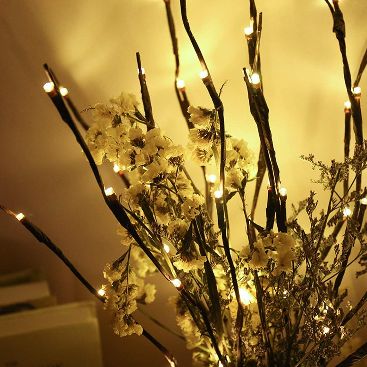 Led Branch Light Battery Operated Lighted Branches Vase Filler Willow Twig Lighted Branch 30 Inch 20 LED for Christmas Home Party Decoration Indoor Outdoor Use Pack of 2 Warm White