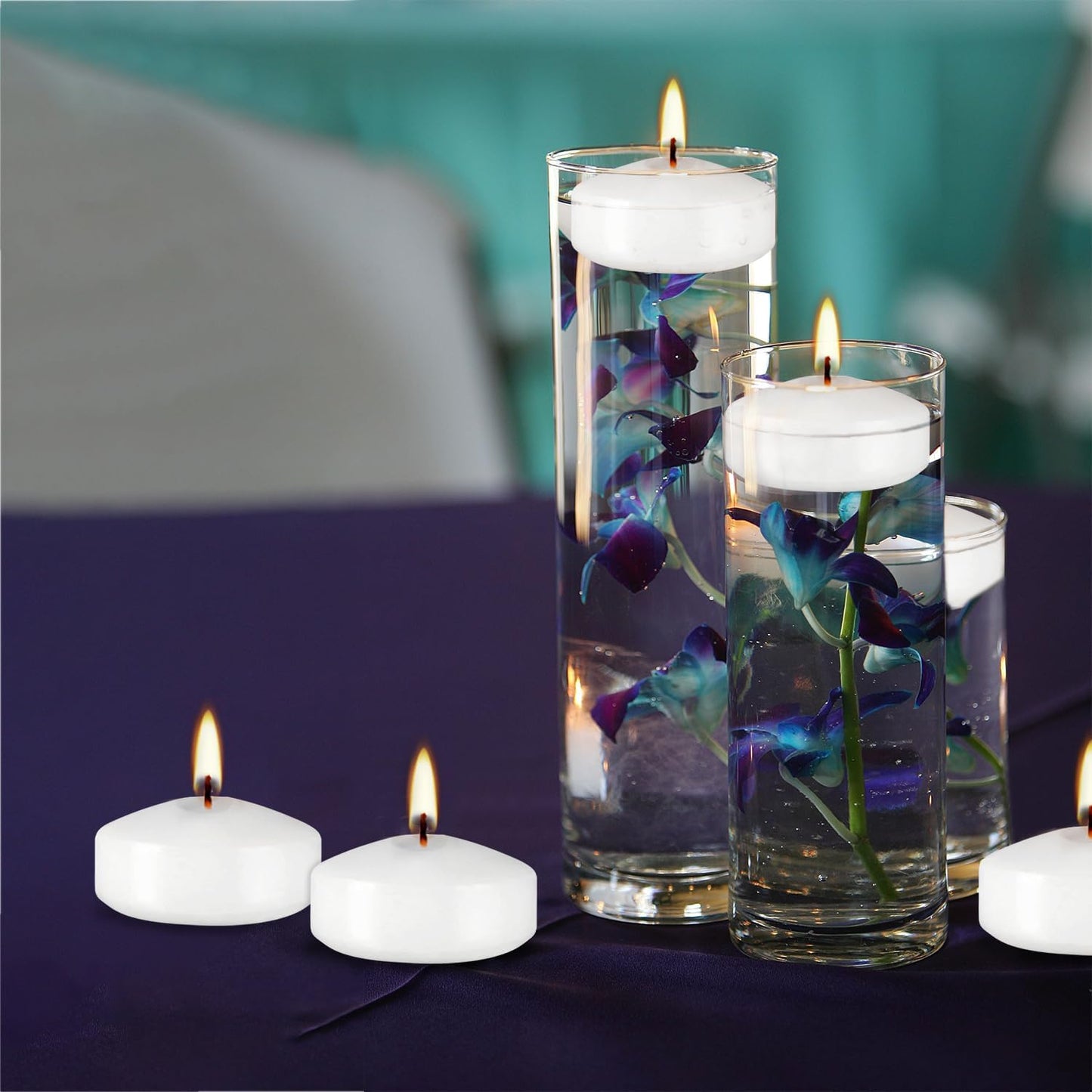 12 pcs Floating Candles, Smoke-Free and odorless, Burning continuously for 5-6 Hours, White, 2-inch Floating Candles, Suitable for Valentine's Day, Weddings, Holidays, Home Decoration