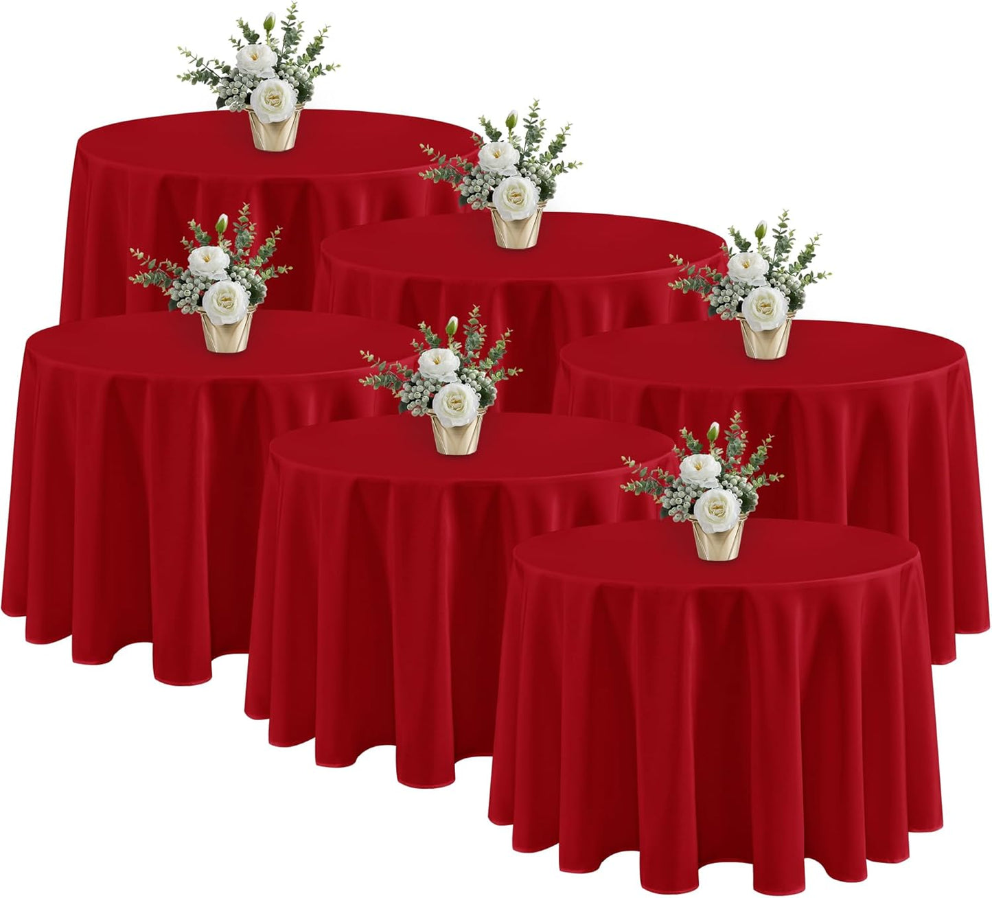 Fitable 6 Pack Red Round Table Clothes - 90 Inches in Diameter - Stain Resistant and Washable Tablecloths, Polyester Fabric Table Covers for Wedding, Party, Banquet, Gathering