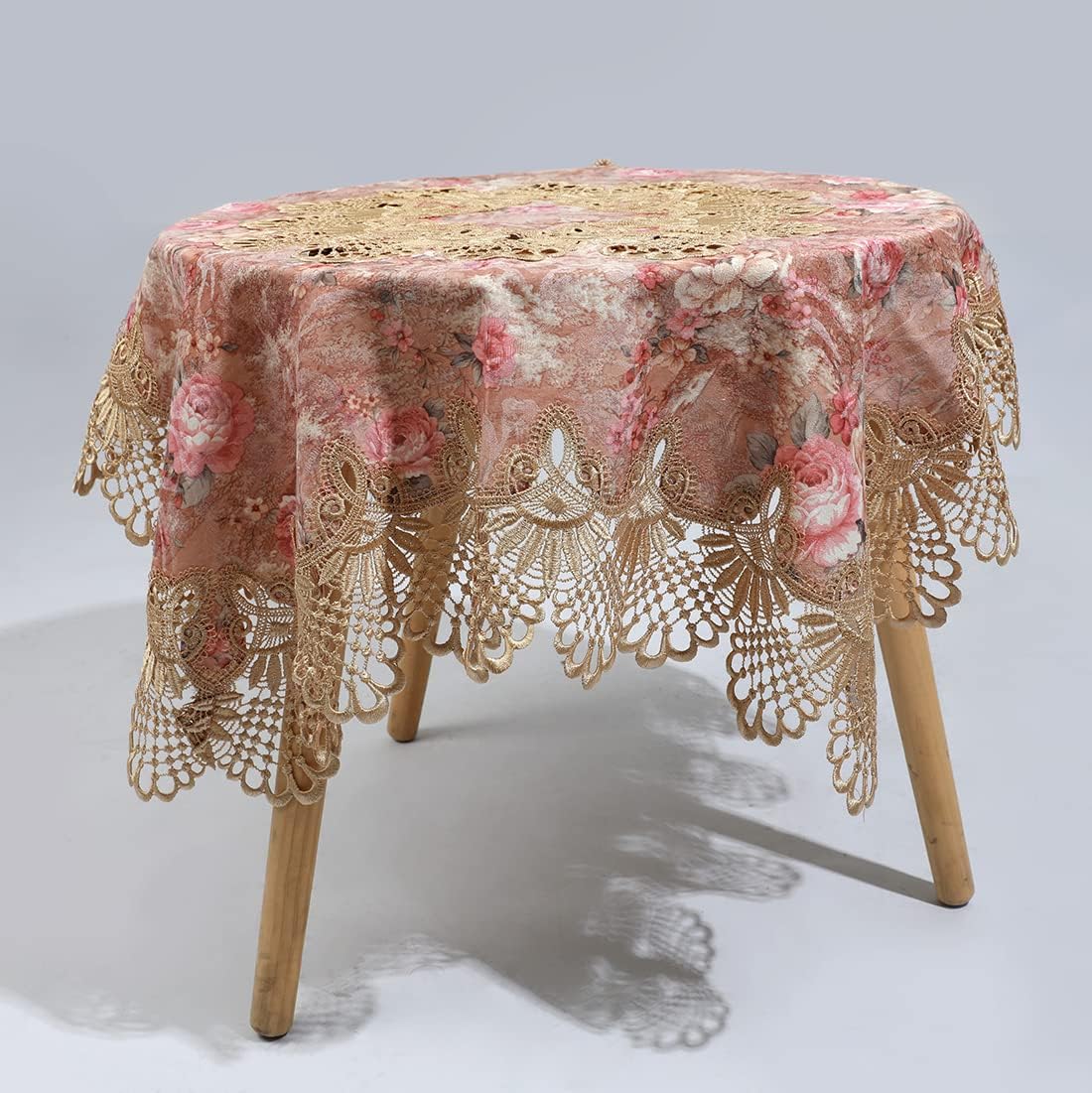 vctops Damask Lace Patchwork Tablecloth Luxury Square Small Table Cover Elegant Floral Embroidered Lace Table Cloth for Party Kitchen Dinning Picnic Decoration (Type D,32"x32")