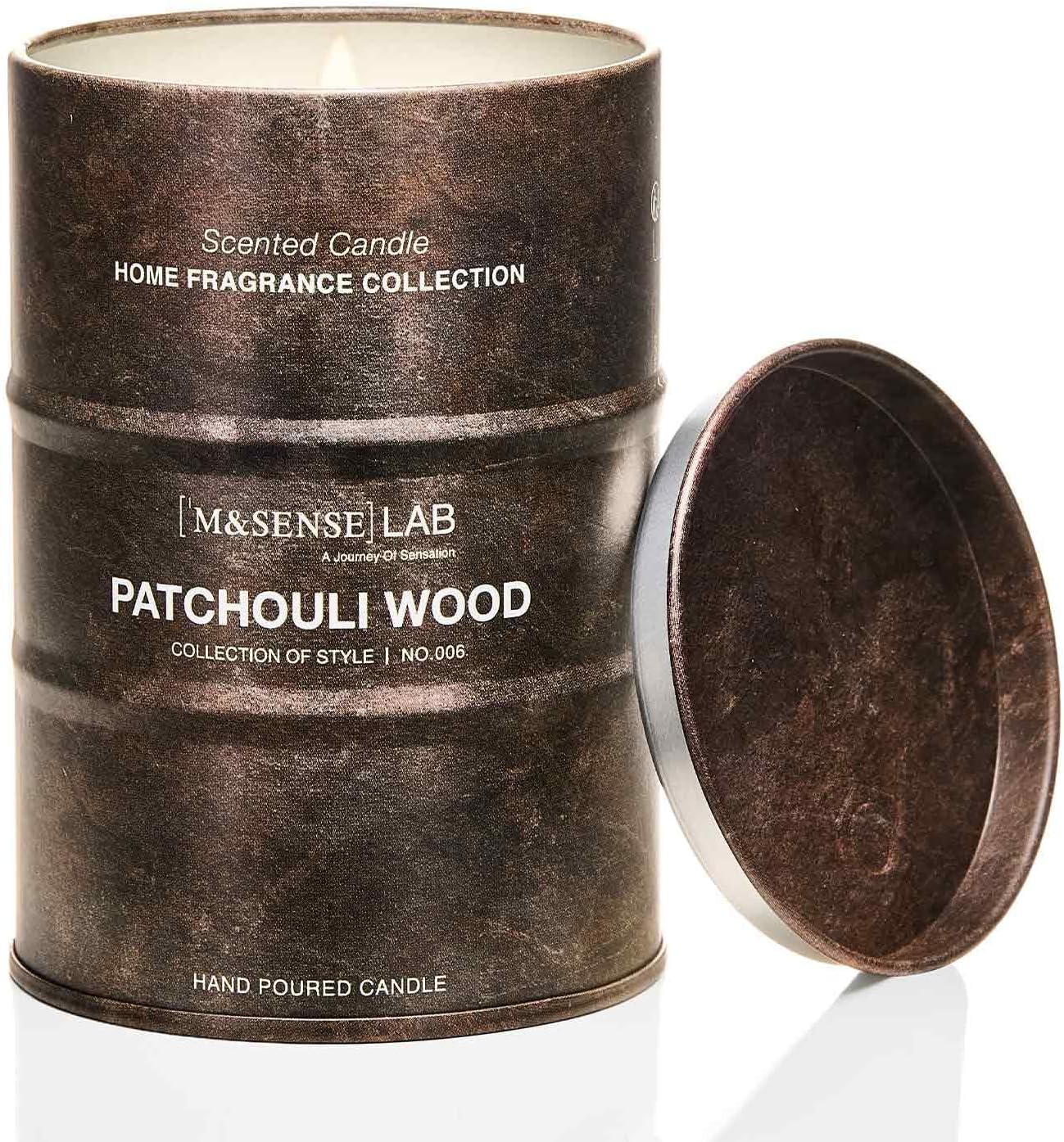 M&SENSE Patchouli Wood Scented Candles Natural Non Toxic, Aromatherapy Candle for Stress Relief Meditation Relaxing, Housewarming Gifts for Women Men, 11.3oz 70 Hour Long Burning