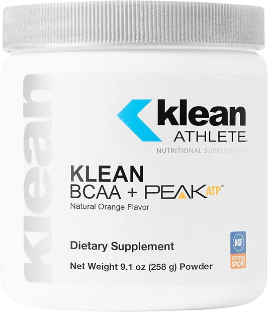 Klean Athlete Klean BCAA + Peak ATP | Amino Acid Supplement for Muscle Building, Workout Recovery, and Lean Muscle | 9.1 Ounces | Natural Orange Flavor