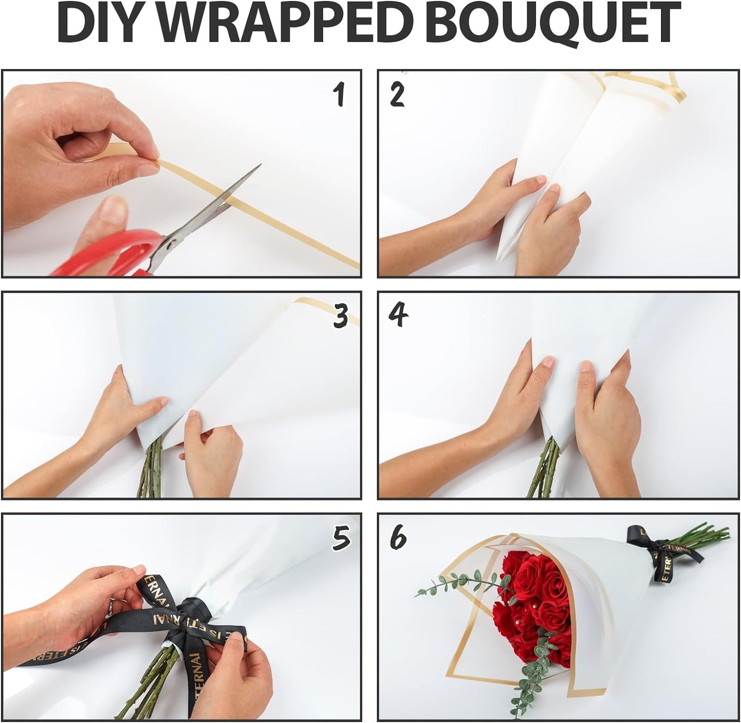 NESCCI 20 Sheet Flower Wrapping Paper - Waterproof Floral Bouquet Wrapping Paper, Florist Supplies Packaging Paper for Wedding Birthday Gift DIY (White)