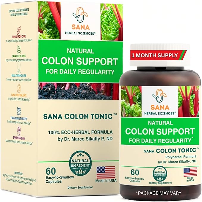 Natural Stool Softener - Safe for Daily Use, Postpartum, Pregnancy | Ultra Gut Daily Colon Cleanse, Constipation Relief for Adult and Senior Women & Men | 60 Herbal Laxative Pills | Sana Herbal